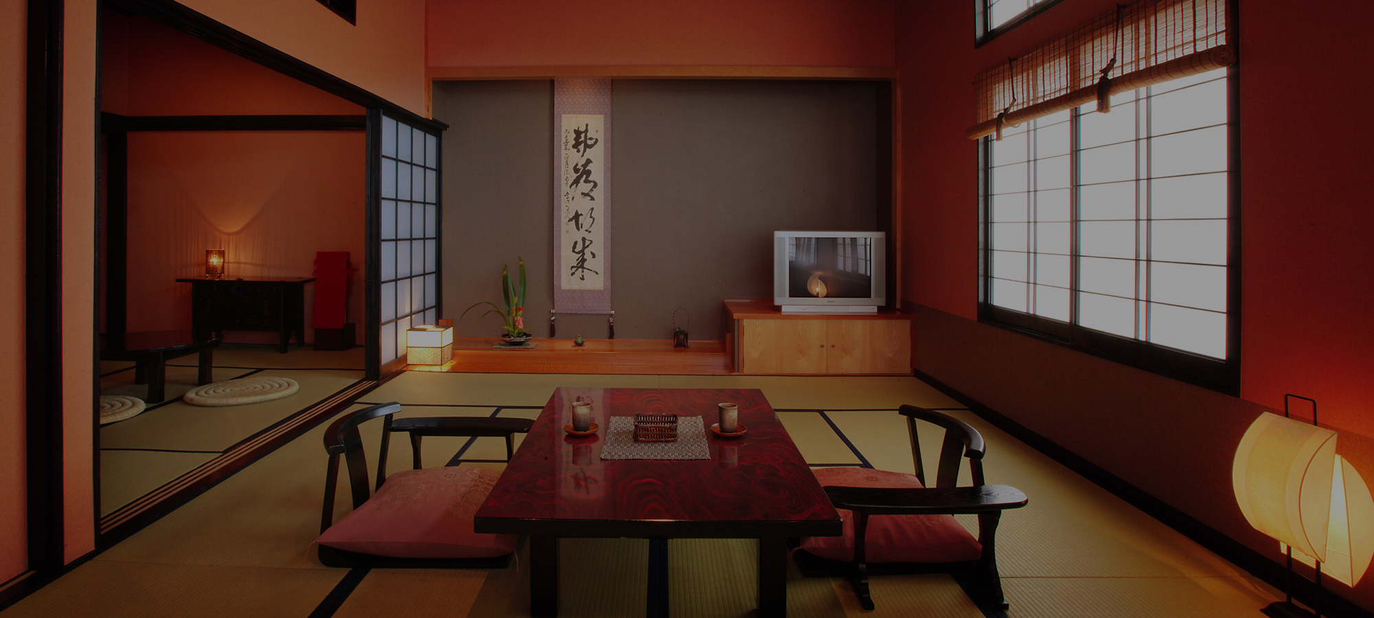 Japanese style guest room with tatami mats
